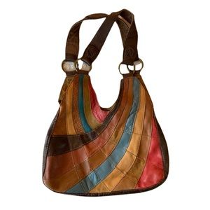 Lucky brand leather patchwork shoulder purse